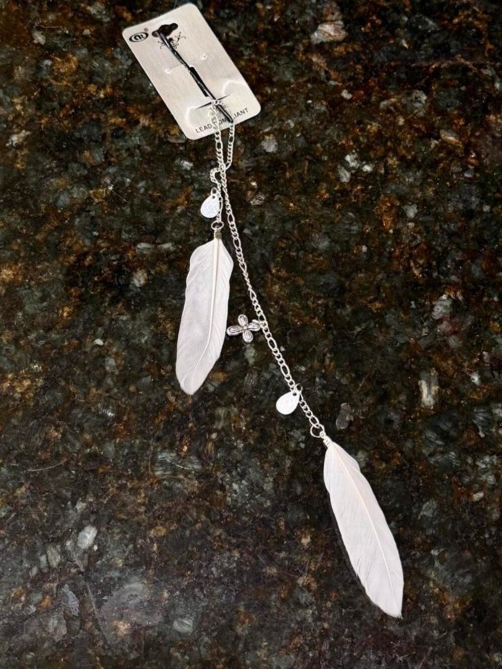 Silver Feather Hair Clip with Charms